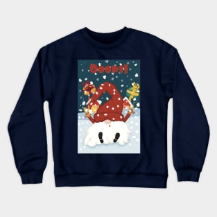 Ooops! Santa falling in the snow when bringing out the presents. Winternight. Crewneck Sweatshirt